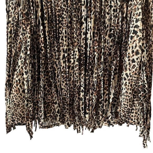 Comme leopard animal print tank top w/full fringe layer & adjustable straps - Picture 7 of 15
